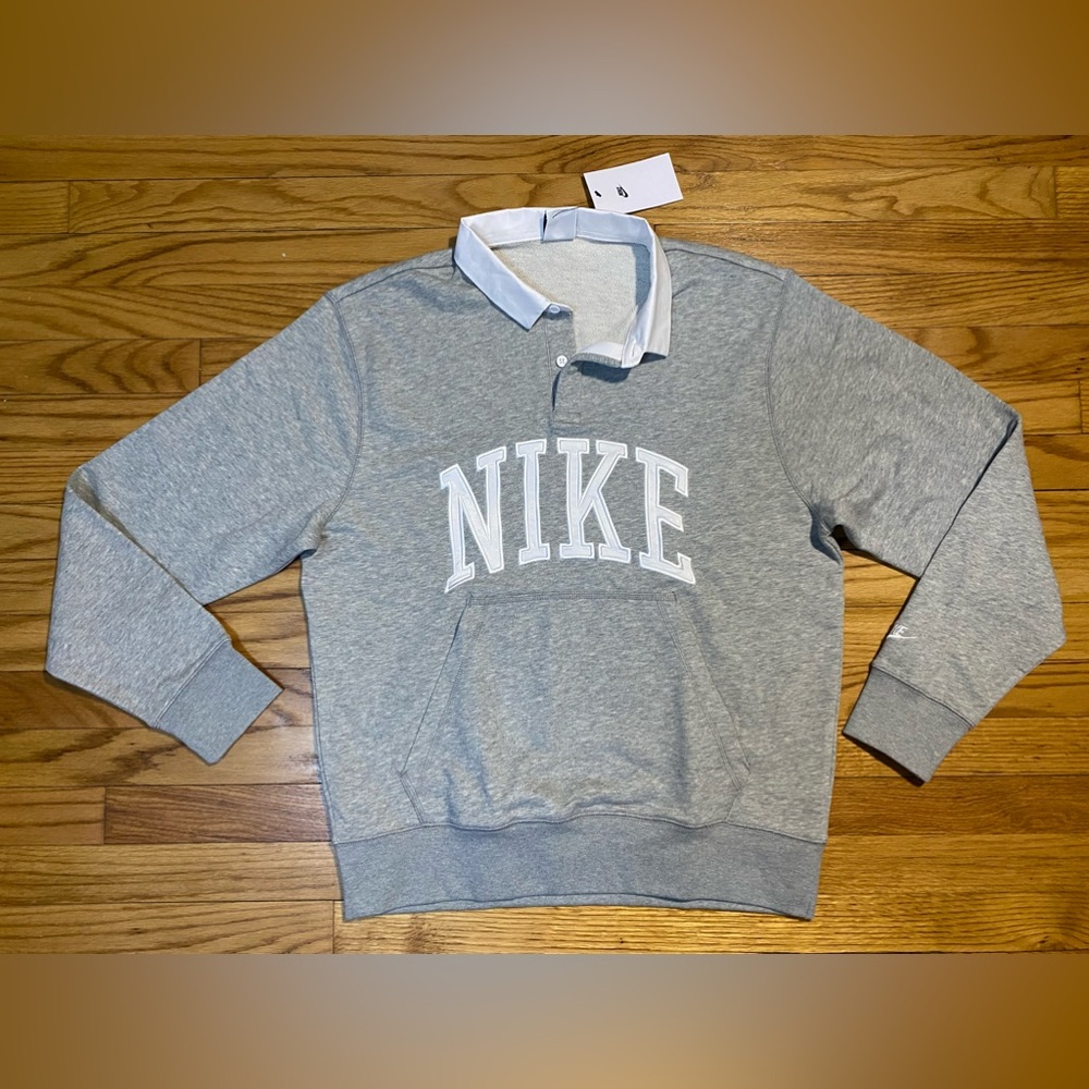 NIKE Club Rugby Logo Graphic Sweatshirt gray Men’s sz NEW! - Picture 7 of 9